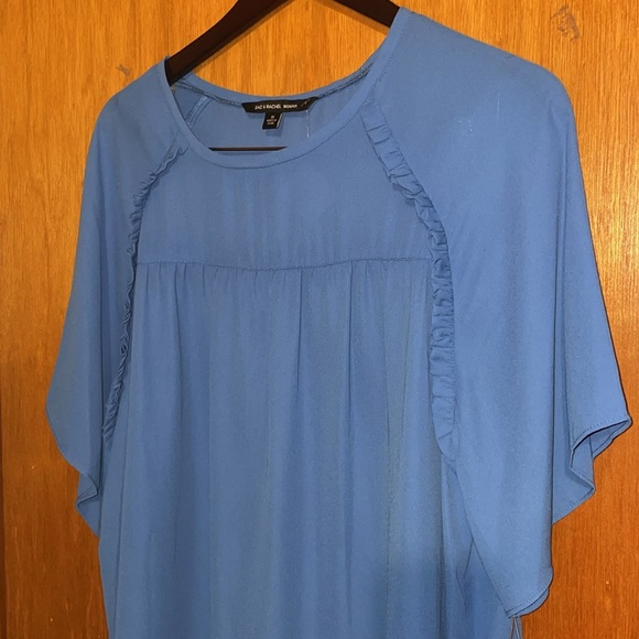 •ZAC & RACHEL•NWT AGEAN BLUE RUFFLE FLOWY BLOUSE SIZE 1X - Picture 6 of 10